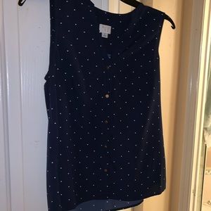 New blue and white sleeveless blouse